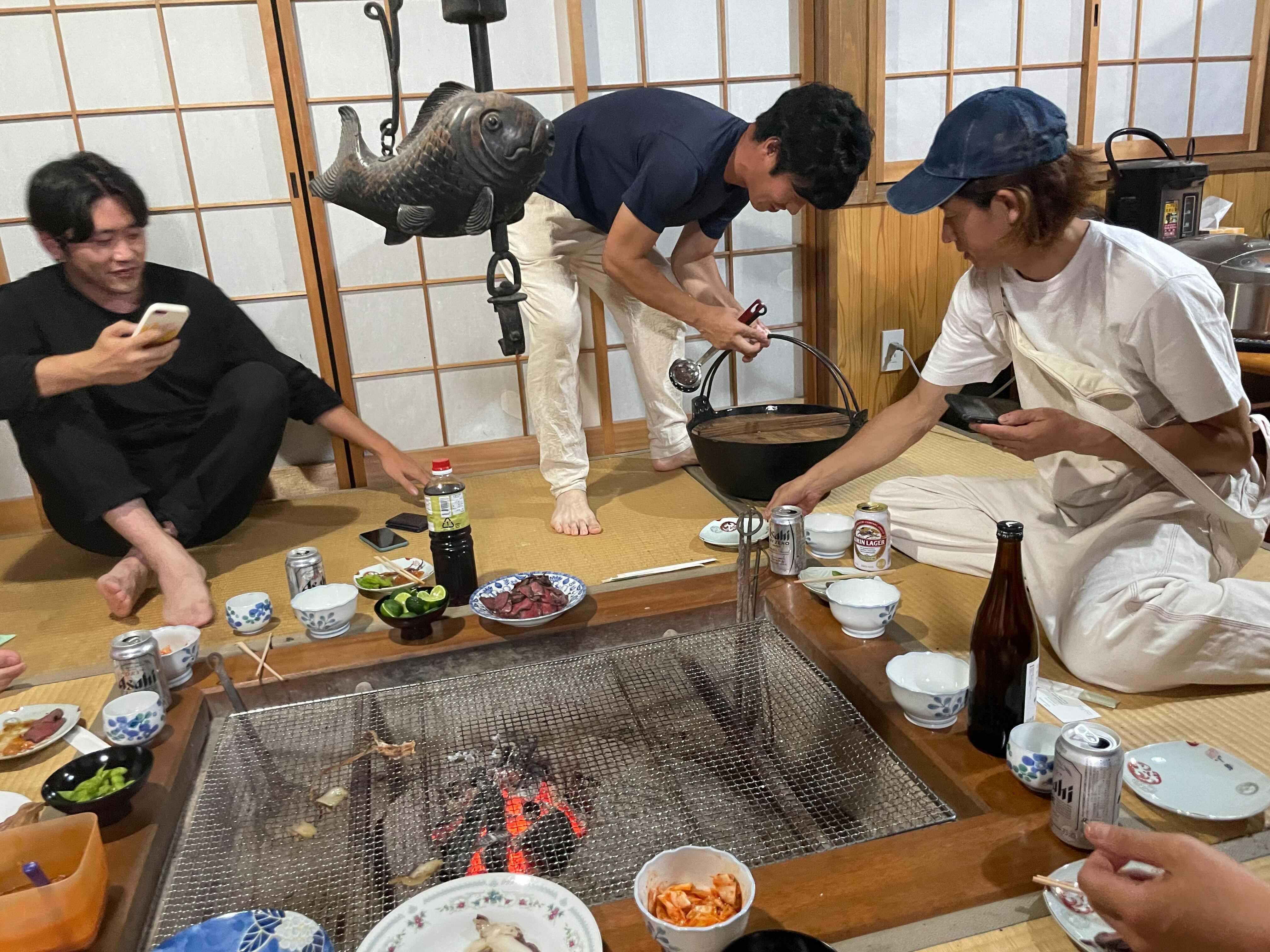 Okayama: self-sufficient above the clouds, a villager experience that feels like home / Gathering around the irori hearth and blending into the village