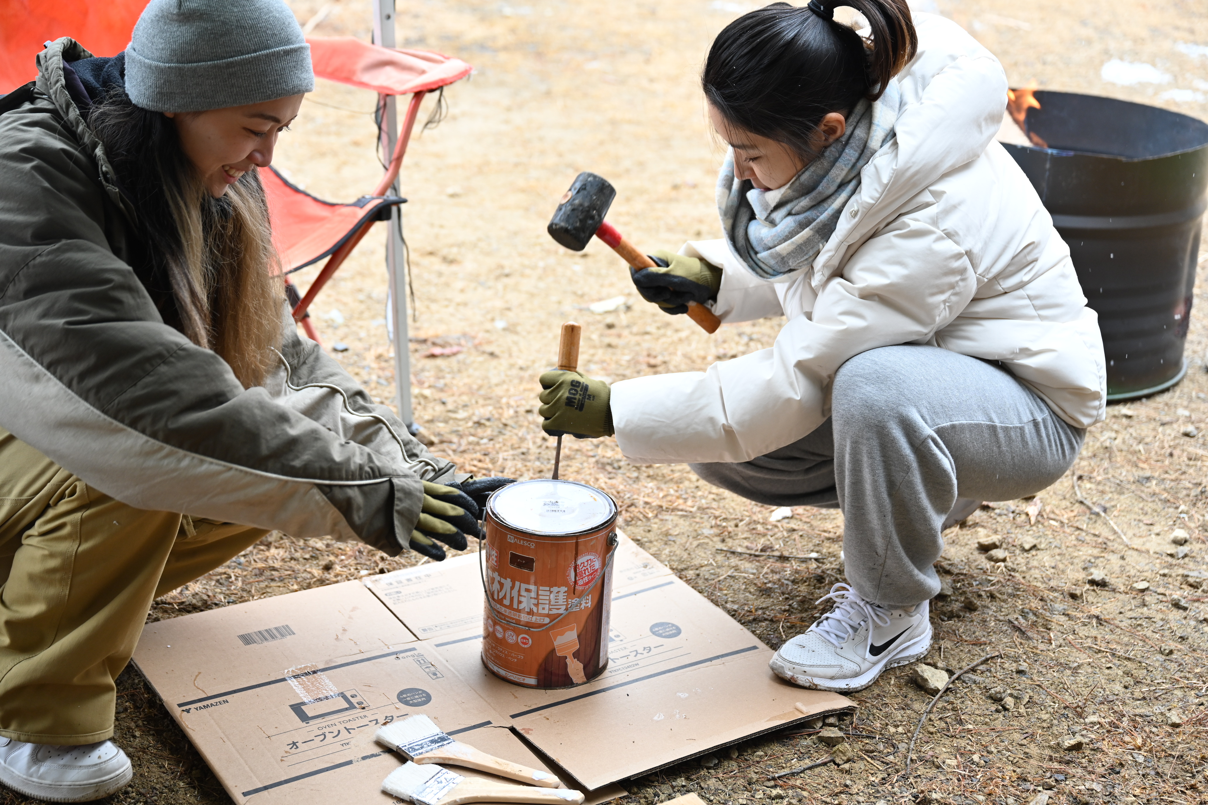 キャンプ場の看板づくりに挑戦